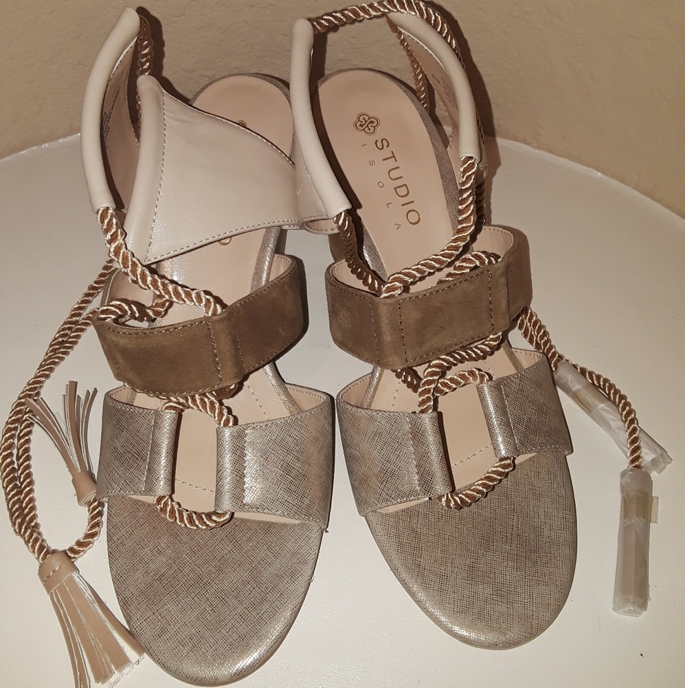 Tan, bronze and cream sandals